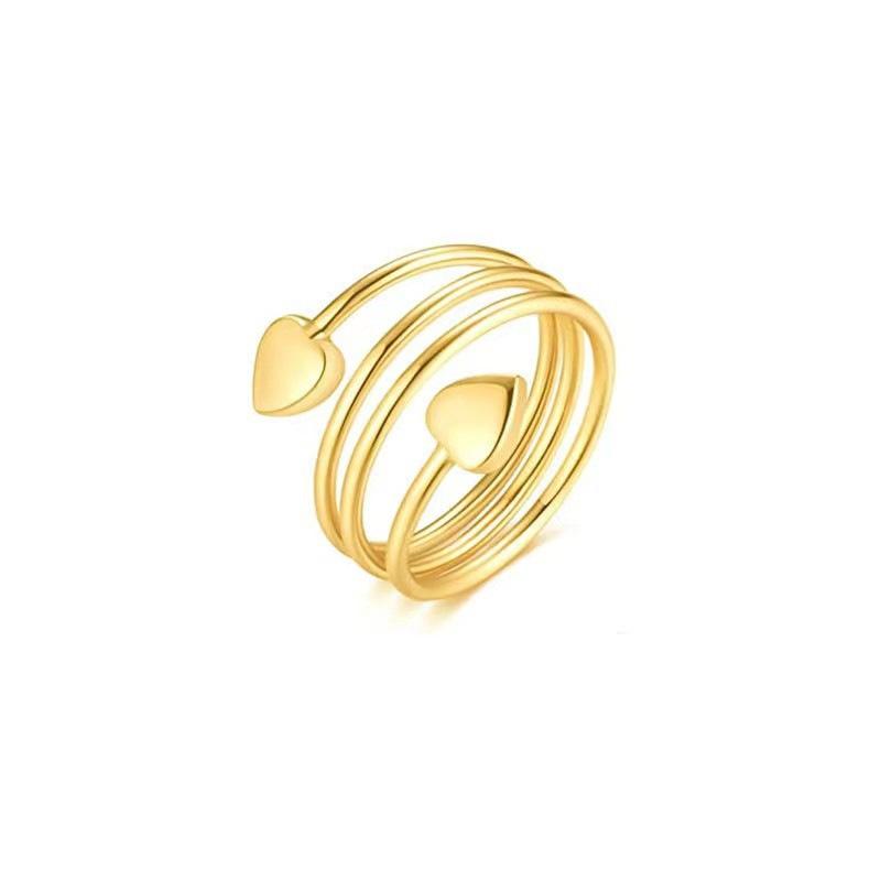 1PC European and American popular love ring, magnetized boutique high-end adjustable size spring ring золотой