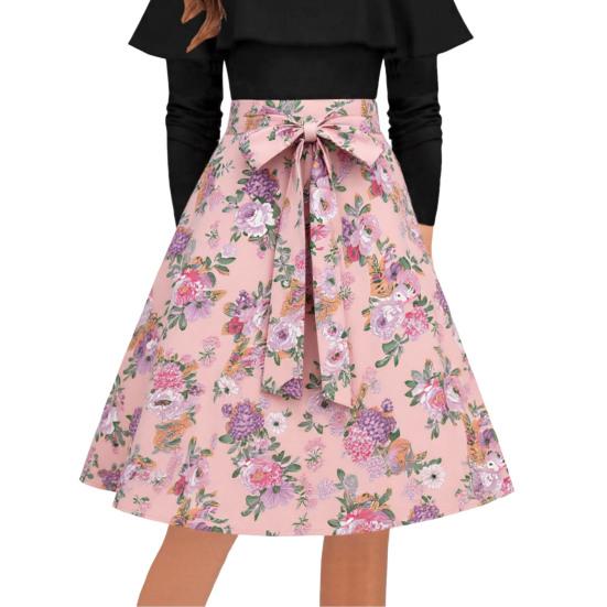 Women Skirt Fit A-Line Style High Midi Mid-calf Skirt Work Leisure