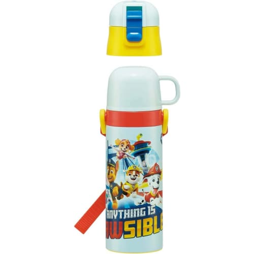 Skater Kids' Stainless Steel Water Bottle, 2-Way Design, 470ml (Direct Drinking) and 430ml (Cup Drinking), Paw Patrol 23 Design, Kid-Friendly and Ligh