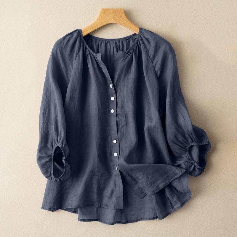 Summer Women's Cardigan Shirt Casual Solid Color Blouse Waist Loose Button Blouse