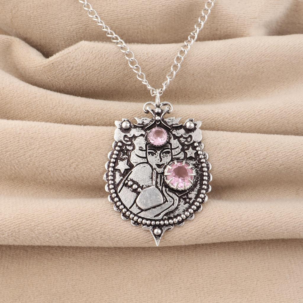 Morganite Gemstone 925 Sterling Silver Two-Stone Pendant 1.9" Designer Jewelry For Anniversary Gift CP-44-8