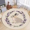 Cute Rabbit Pattern Round Rug Bunny Print Easter Carpet Girly Kids Play Soft Non-Slip Mat Holiday Home Decor Rug for Living Room