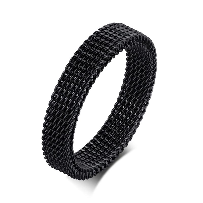 Fashion New Mens Modern Stainless Steel Mesh Band Ring 4mm 8mm Wide For Men Women Retro Jewelry Gift