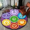 Vibrant Chakra Healing Meditation Round Area Rug, Mandala Pattern Non Slip Floor Mat for Yoga Home Bedroom and Outdoor Decor