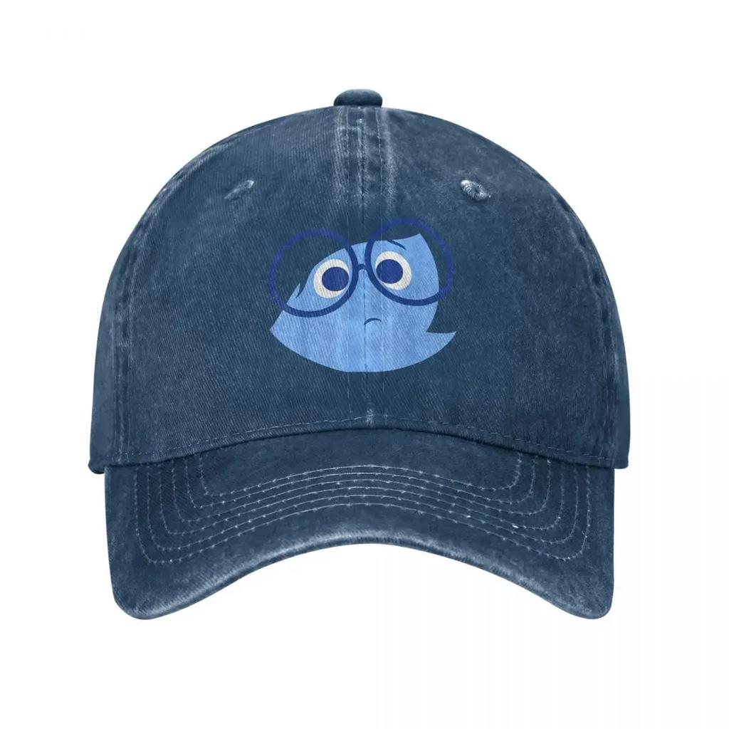 Inside Out Sad Face Halloween Baseball Caps Classic Distressed Denim Cartoon Anime Sun Cap Unisex Outdoor Running Adjustable Hat