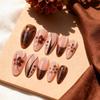 24 Pcs Autumn/Winter High-End French Almond Nails - Floral & Leopard Design