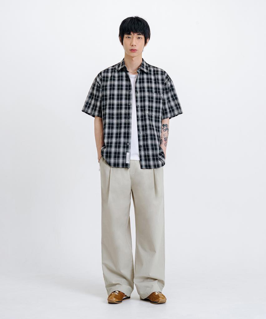 LEMAIN SECOND Linen-Like Elastic Waist Wide Pants [Light Beige]