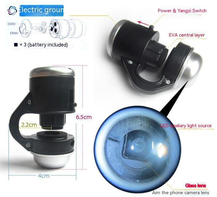 Mobile Phone Magnifier Universal 30X Glass Lens Camera Clip Microscope Universal Portable Illuminant Identification Loupe Lupa