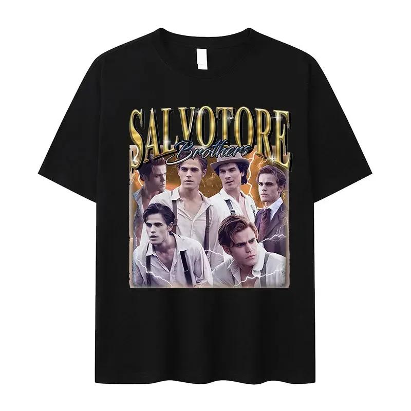 Hot Sale Damon Salvatore TV Drama Graphic Print T-shirt Men Women Retro Gothic Fashion Loose Casual Oversized Streetwear Harajuku Y2K Summer New Teee
