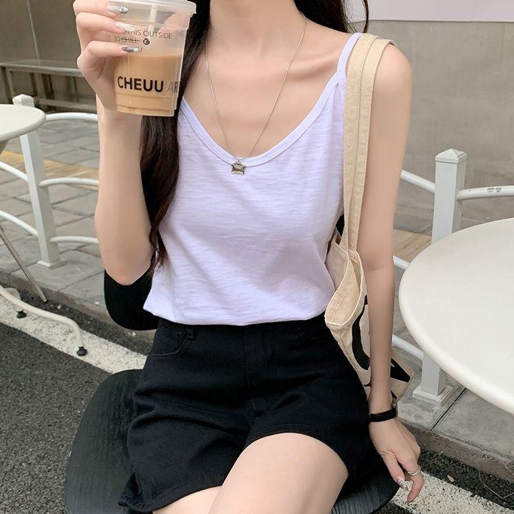 

Summer Cotton Sleeveless Tank Top: Lightweight, Pure Color Base Layer Design S 60-75 lbs