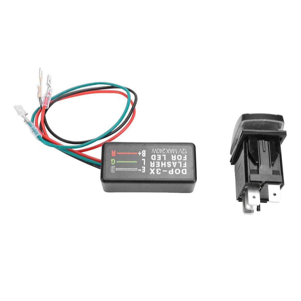 DC12 24V Turn Signal Rocker Switch with Flasher Green LED for ATV UTV RV Vehicle Off Road Pickup Tractor Boat Motorcycle