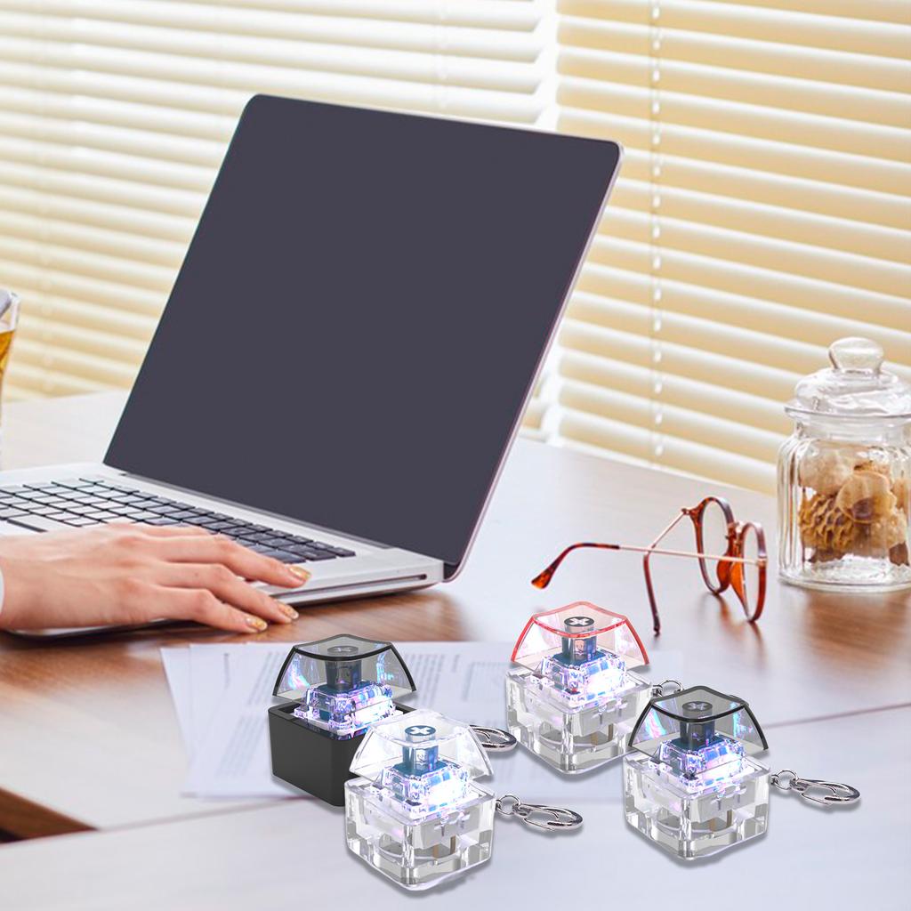 1-Key Mechanical Keycap Tester Keychain With LED Lighting For Stress Reduction And Relaxation For Home Or Office