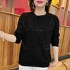 Spring and Autumn New Mom Dress Crew Neck Printed Bottom Shirt Long Sleeve Sweater Women's T-Shirt Women's Top