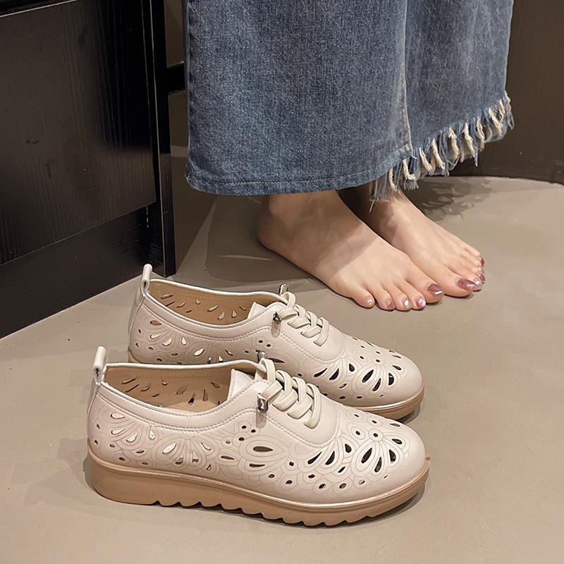 Fashion Leather Summer Loafers Women Casual Shoes Moccasins Soft Pointed Toe Ladies Footwear Women Flats Shoes Beige