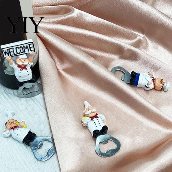 Kitchen Gadgets for Barbecue Grill Refrigerator Magnet Bottle Opener, 3D Cartoon Chef Resin Beer Cute Decor Home Soda Manual Can Punch Opener