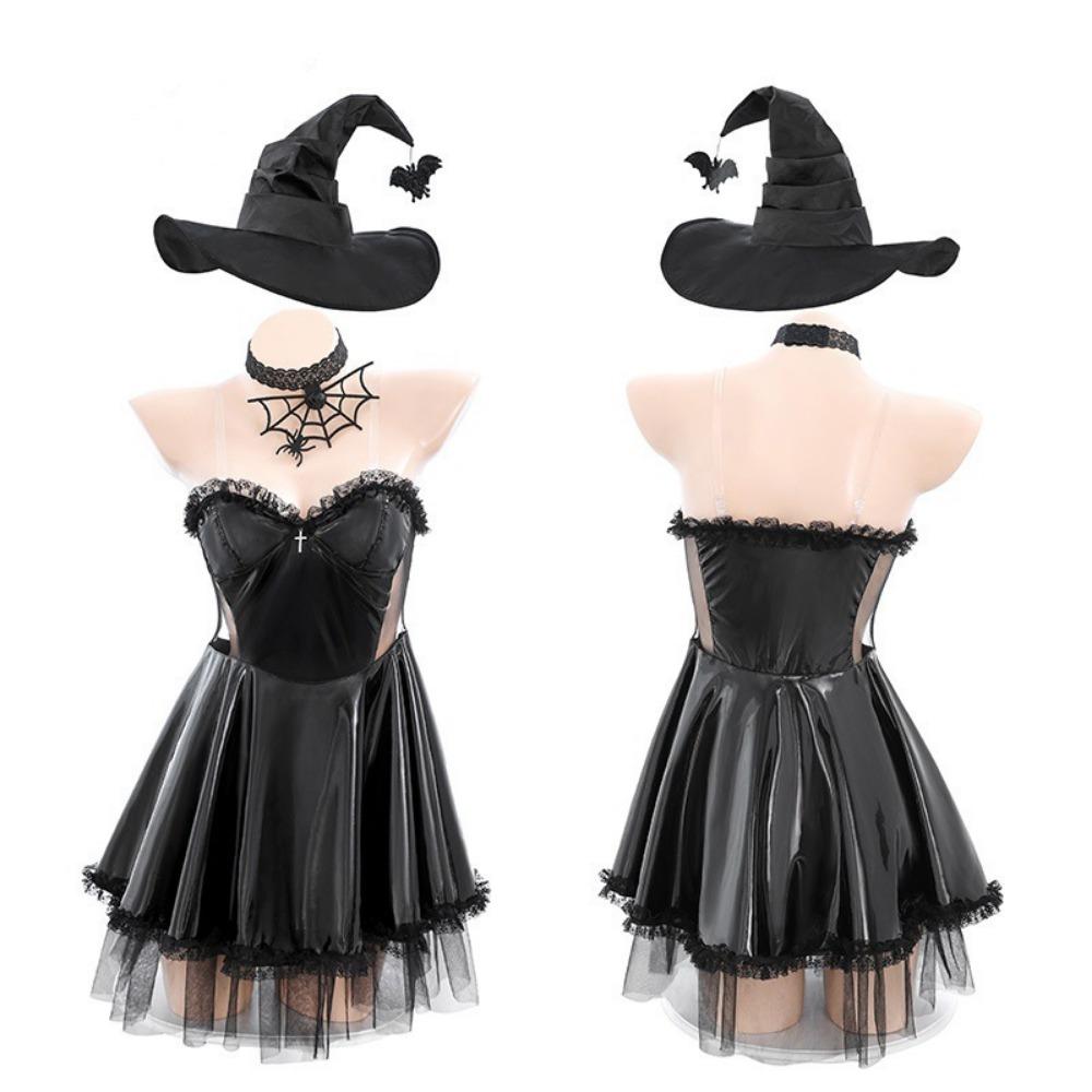 Domila Halloween Dark Night Patent Leather Cosplay Witch Suit Sex Sexy Underwear Premium Sex Clothes