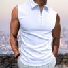 Men Summer Vest Sleeveless Lapel Solid Color Zip Neckline Men Tank Slim Fit Sleeveless Male Vest Men's Clothing Streetwear