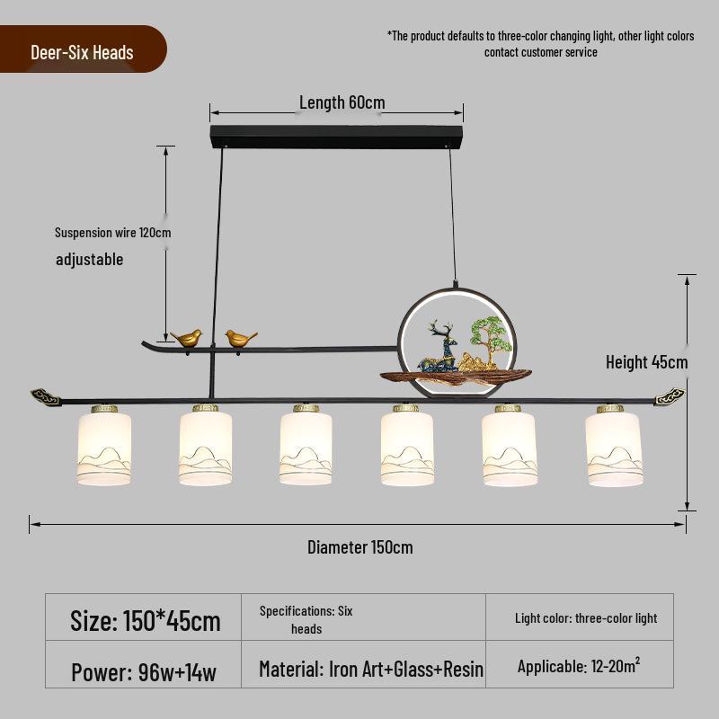 Modern Zen Dining Pendant Light: Pine-Inspired Multi-Head Strip Lamp for Tea Table or Study Desk