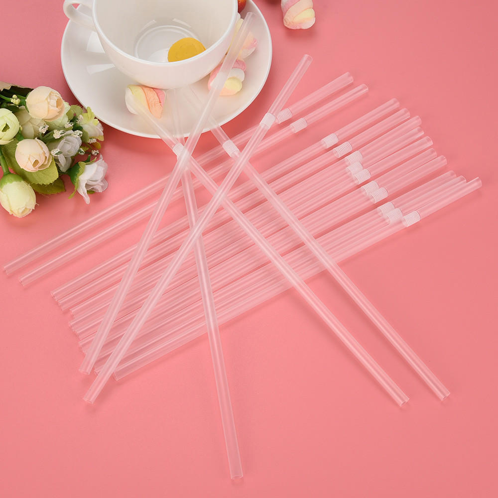 100Pcs 260mm/240mm/210mm Clear Long Flexible Drinking Straws Wedding Party