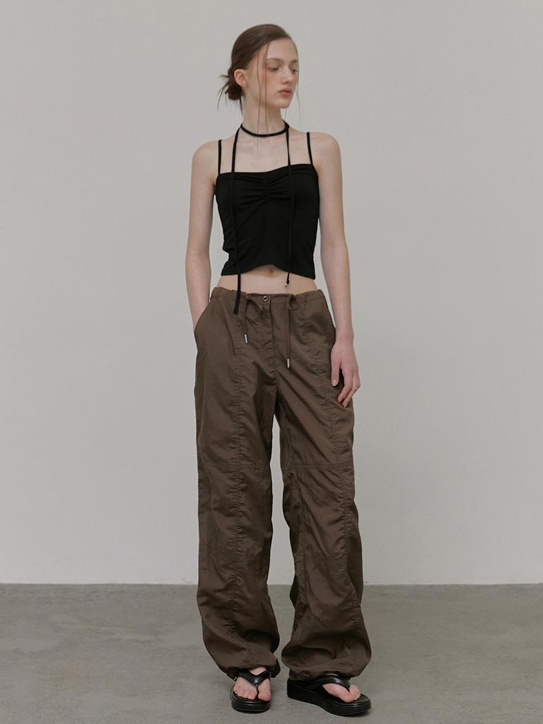 ETMON String Wide Pants, Brown