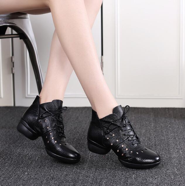 Damskie buty do tańca latynoamerykańskiego, jazzowego, towarzyskiego, nowoczesnego, z miękką podeszwą, oddychające, z prawdziwej skóry, damskie buty do tańca, na obcasie, damskie sneakersy do tańca