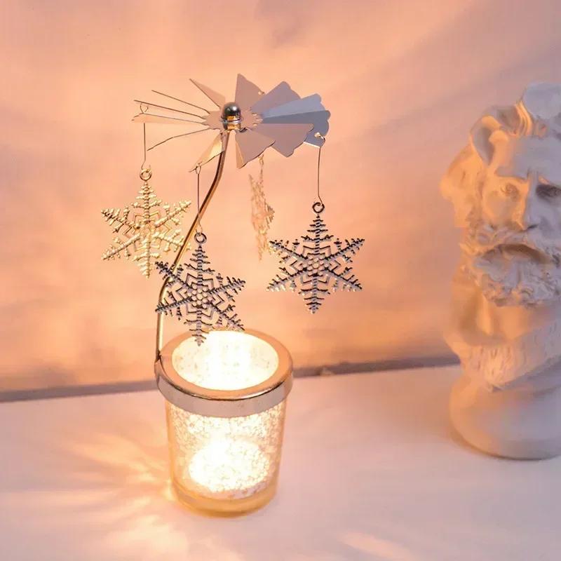 Angel Moon Golden Hot Rotating Candle Holder Ornaments Metal Windmill Rotating Creative Hand Gift Christmas Decoration