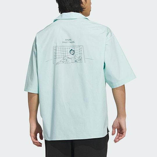 adidas SS24 GRAPHIC SHORT SLEEVE SHIRT MBTI Shirt Men's Light Cyan JN4512