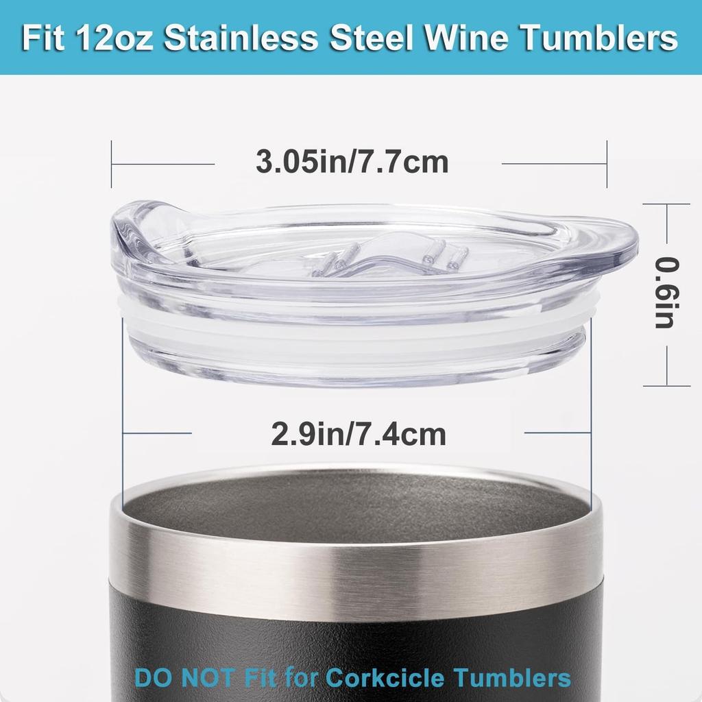 12 oz Leak-proof Replacement Cup Lid (Fits Internal Diameter 2.9 "12 oz Stainless Steel Travel Coffee Cup) White 4PCS