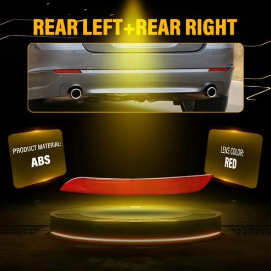 2X Red Bumper Reflector For 2010 2011 2012 2013 BMW 528i/535i/550i xDrive F10 EA