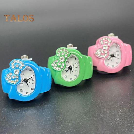 Kreslený prsten s kočičími prsty Hodinky s drahokamu Bowknot Pružný pásek z nerezové oceli Dámské prsteny s prstenem pro kočky Dárek k narozeninám Módní doplňky