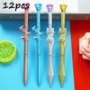 12pcs 0.5mm Diamond Shape Ancient Style Sword Neutral Pen Anime Peripherals Plastics Model Props Cartoon Boy Holiday Gift Ornaments Novelty Stationer