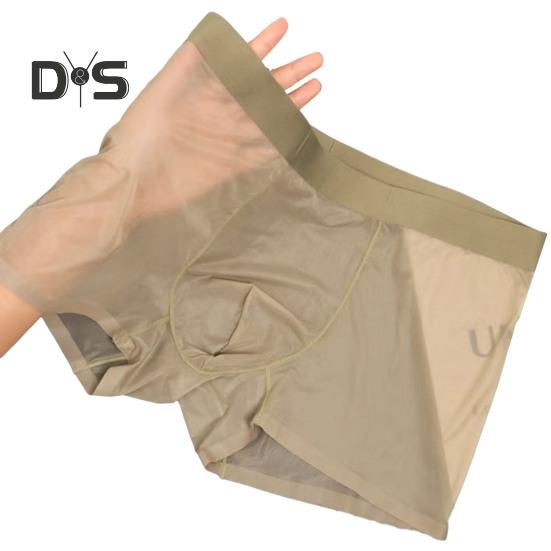 Men Boxer Underwear Elastic Mid-Waist Design U-Convex Thin Perspective Shorts Briefs Seamless Panties Daily Wear