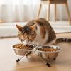 Iron Frame Stainless Steel Pet Bowl Anti-leak Pet Drinking Bowl Cat Double Bowl  Pet Feeding