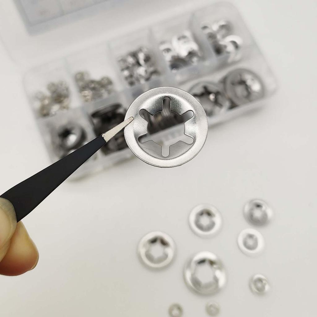 210pcs 304 Stainless Steel Retaining Rings & Belleville Washers Set (M2-M12) with Tweezers