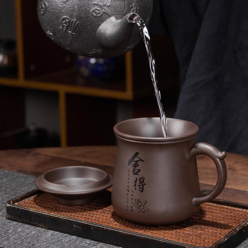 Gift Box Purple Sand Mug Personal With Lid Tea Separation Tea Cup Office Tea Cup Gift Customization