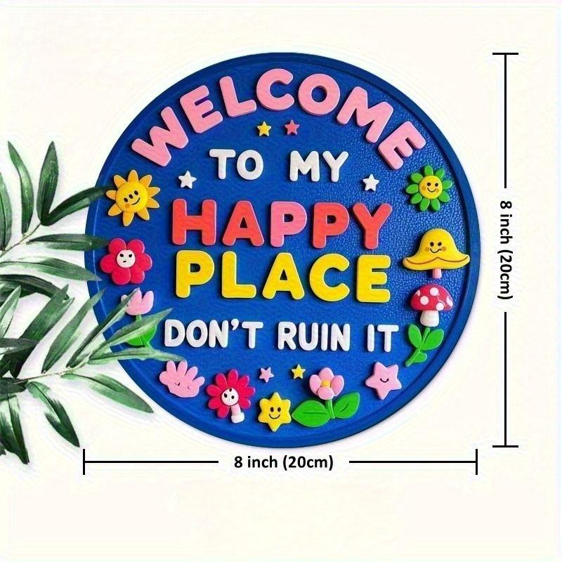 

2D Flat 20*20cm, Welcome To My Happy Place , Round Wooden Logo Decoration, Very Suitable for Bars, Cafes, Restaurant, Garden and Home Decoration. 20*20cm
