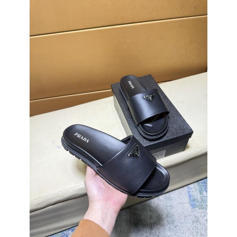 Premium Leather T-Strap Slide Sandals Men Women Beach Casual Footwear With Hook Loop
