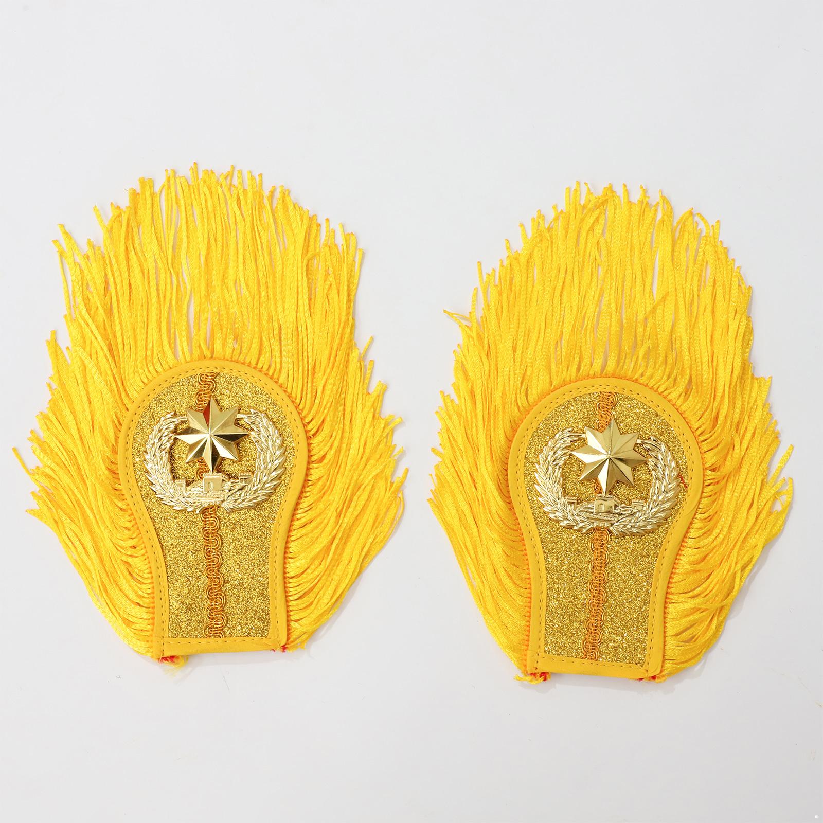 

Military Style Shoulder Epaulets - Tassel Fringe Chain Badge Applique for Band Uniform & Costume Accessories 1 Pair