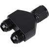 10AN Female to Parallel Dual 10AN 10AN Male Y Block Fuel Fitting Splitter Adapter Connector Aluminum Black