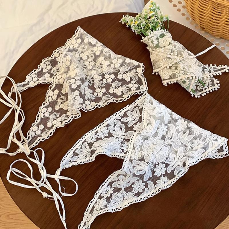 French Lace Triangle Hair Scarf Women Girls Spring Summer Korea Hair Band Sweet Scarf Kerchief Women Girl Headscarf Headdress