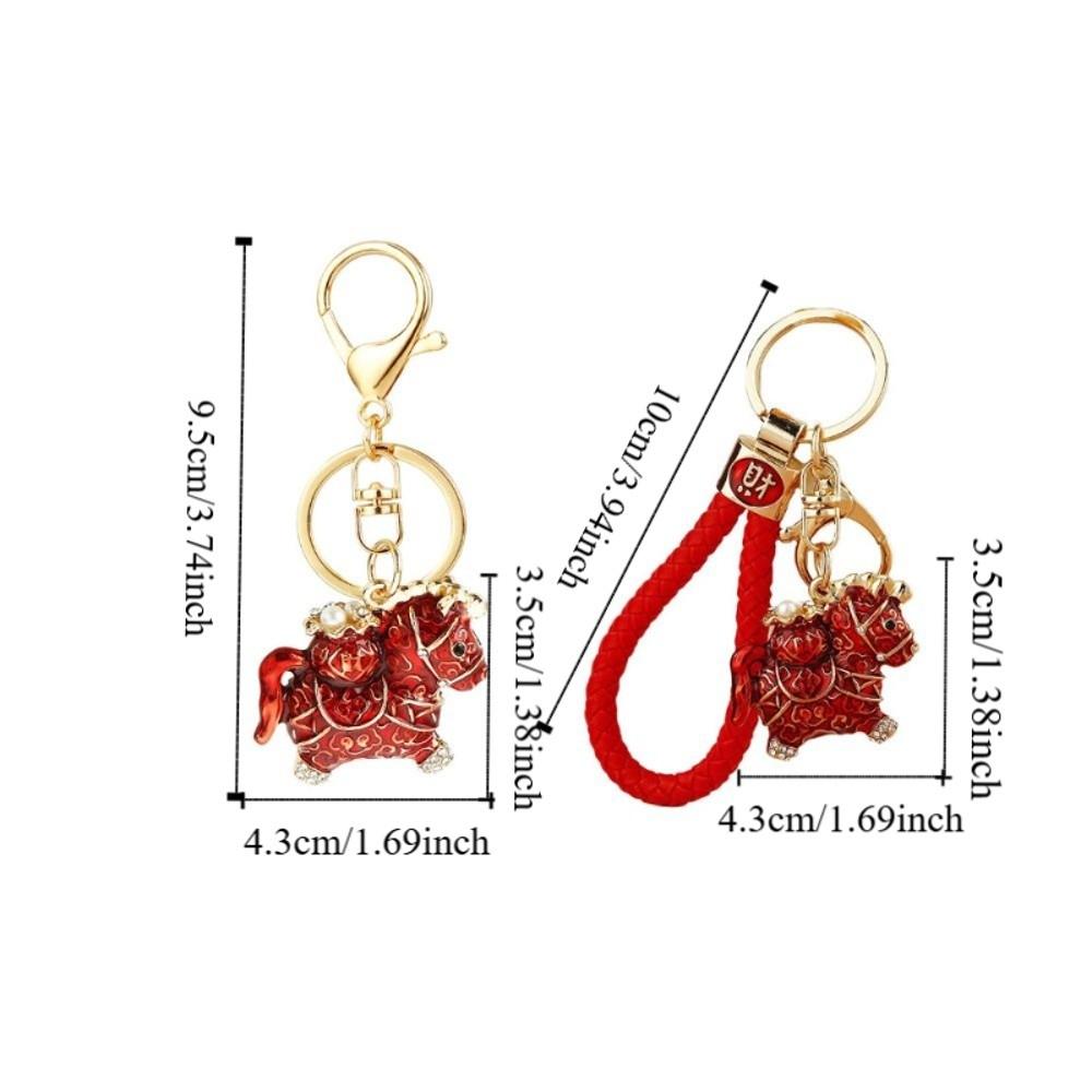 Zircon Zodiac Horse Pendant Exquisite New Year Pendant Sweet Horse Year Keychain  Car Key Ring