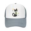 Playful Midnight Cat Star Illustrati Mesh Baseball Cap Casual Hat Outdoor  For Womens Unisex FeUnisex
