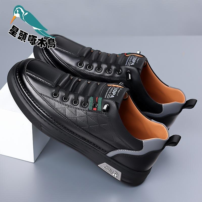 

2025 spring and summer new men s leather shoes breathable versatile white shoes casual shoes non-slip shoes 38