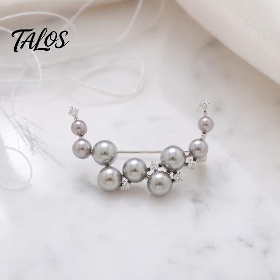 Brooch Pin, Curved Design Imitation Pearl Lapel Pin, Pearlescent Texture Badge for Coats Shirts Scarves Accessories