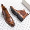 Fashion Men Shoes Leather Party Dress Shoes High Quality Chelsea Boots Oxford Men Yuppie Formal Boots For Men Classic Brogue Social Shoe