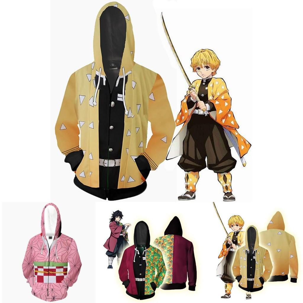 Demon Slayer Kimetsu No Yaiba Lebendiger Weicher Kapuzenpullover mit Reißverschluss für Komfort