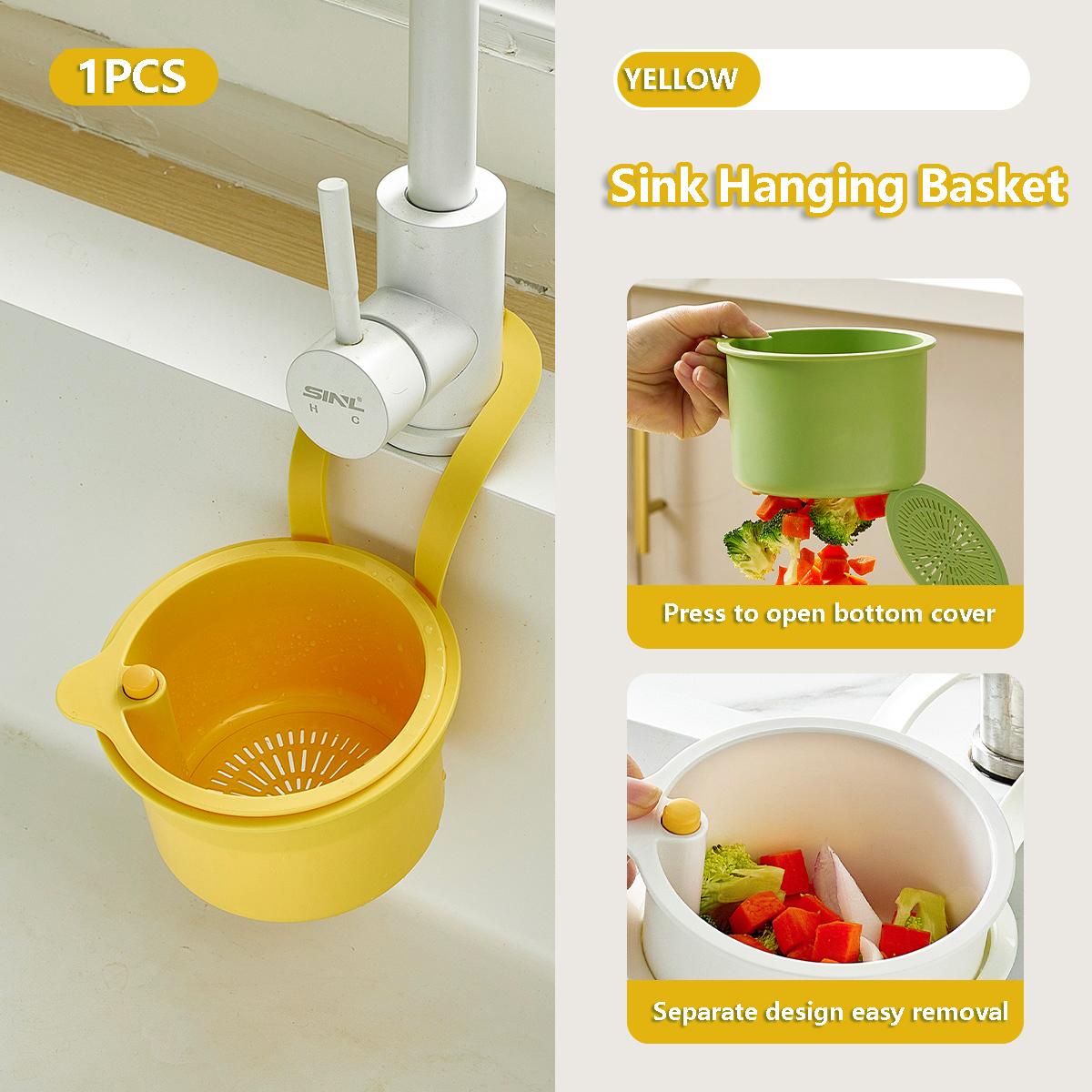 

Sink Hanging Basket Multifunction Hanging Sink Colander Drain Basket Faucet Hanging Filter Upgrade Quick Draining Kitchen Tool жёлтый