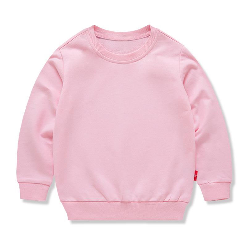 Children's Spring Collection Korean-Style Solid Color Hoodie - Trendy Long Sleeve Round Neck for Boys & Girls