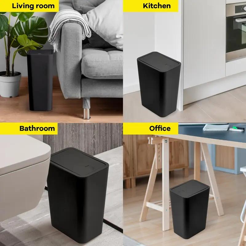 10L Small Bathroom Trash Can with Push-top Cover, Suitable for Bathroom, Bedroom, Living Room