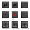 Hot Selling Luxury Metal Stainless Steel Alloy Brushed Coffee Color Wall Switch Eu FR UK Socket Reset Button Switch Electrical